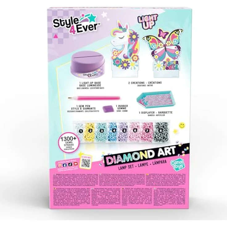 Canal Toys C Toys Style 4 Ever Diamond Art Lampen-Set, 2 Designs zur Dekoration, mit über 1500 Edelsteinen, lila – Bild 4