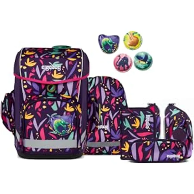 ergobag cubo light Set ergonomischer Schulrucksack, extra leicht, Set 5-teilig, 780 g, grün