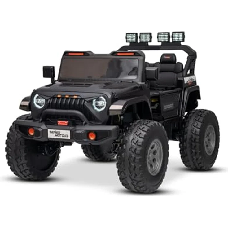 RIRICAR Beneo Motors OFFRIDE 4x4² Zweisitzer 12V, elektrisches Kinderauto in schwarz, MP3-Player, 4x4 Antrieb, Lithium-Akku, große EVA-Räder mit Hinterradfederung, Fernbedienung, LED-Lichter – Bild 1