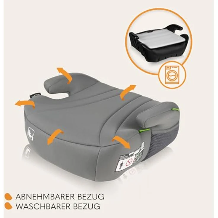 lionelo Kindersitzerhöhung LUUK I-SIZE, 22-36 kg / i-Size / waschbar / breiter, bequemer Sitz, grau – Bild 3