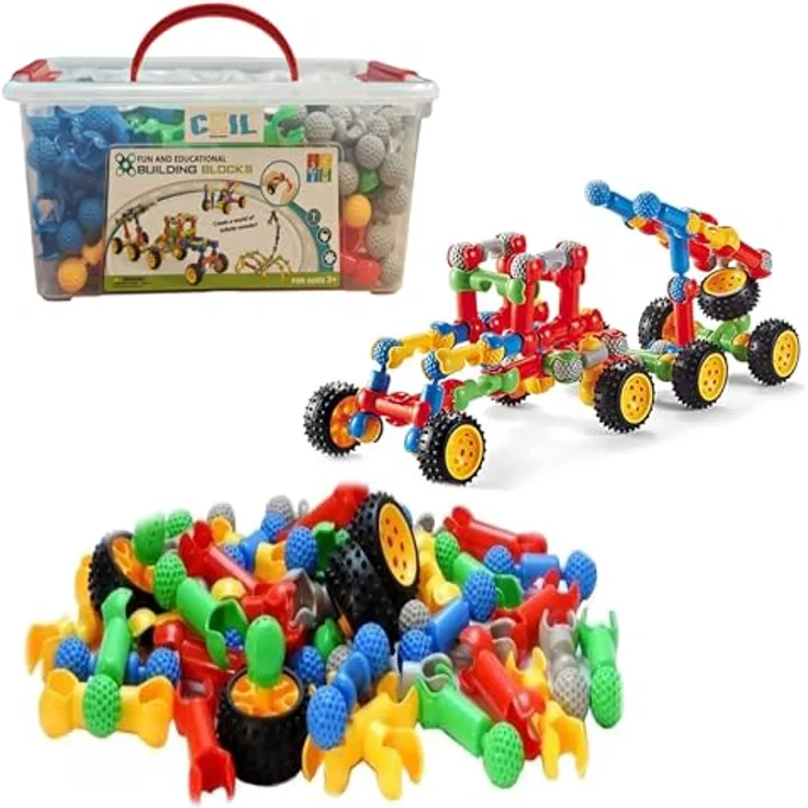 COIL Spielbausteine, Baustein-Set mit 170 Elementen, Lernspielzeug für Kinder ab 3 Jahren, Verbindungsbausteine und Anschlussblocksatz in Kunststoff, leicht zu reinigen und sicher