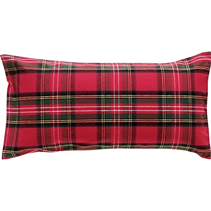 Erwin Müller Kissenbezug, Kissenhülle Flanell buntgewebt rot Größe 40x80 cm - hautsympathisch, atmungsaktiv, samtweich, 100% Baumwolle, mit Knopfverschluss (weitere Größen) – Bild 1