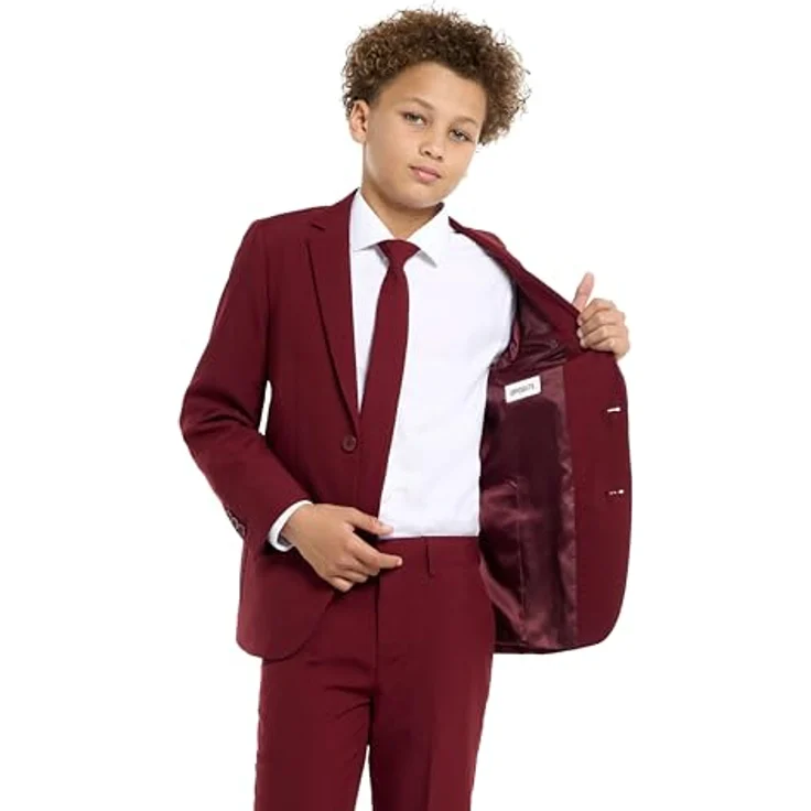 OppoSuits Blazing Burgundy Anzug für Jugendliche, Größe 146-152, festliches Kostüm – Bild 6