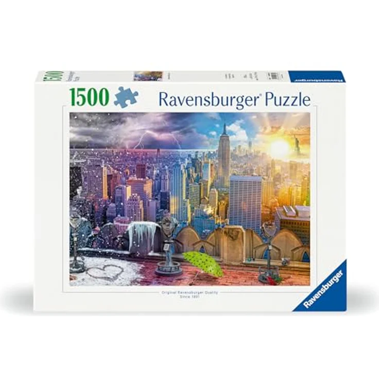 Ravensburger Puzzle 12000698 - New York im Winter und Sommer - 1500 Teile Puzzle für Erwachsene und Kinder ab 14 Jahren, Stadt-Puzzle New York, Qualitätsmerkmale: handgefertigte Stanzmesser, reflexfreies Puzzlebild, knickstabile Puzzleteile – Bild 2