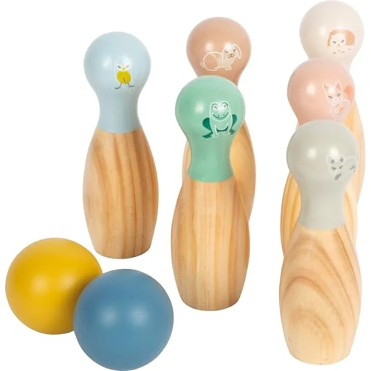 small foot Bowling „Garden Buddies“, Kegelspiel aus Holz mit Tiermotiven für Kinder ab 3 Jahren, inkl. Aufbewahrungsbeutel, 12644 – Bild 1