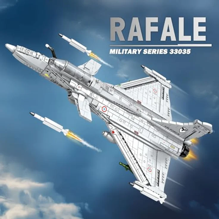 Reobrix Rafale Kampfjet Bausatz, Militärisches Flugzeug Modell mit 10 Raketen, 2099 Bausteine, für Erwachsene und Jugendliche ab 14 Jahren – Bild 2