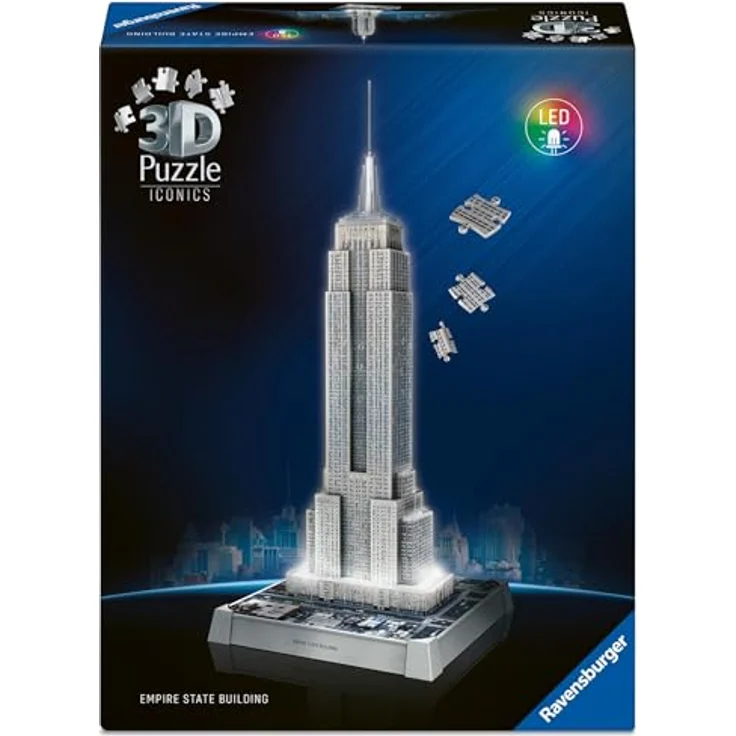 Ravensburger 3D Puzzle Iconics: Empire State Building - mit LED Beleuchtung, 3 Beleuchtungsmodi, 216 Teile – Bild 1