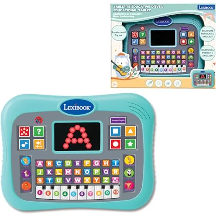 Lexibook Interaktives Tablett für Kinder, Lernspiel mit LED-Beleuchtung und mehrsprachiger Unterstützung, bunt