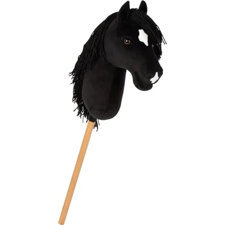 small Foot Hobby Horse „Eddie“, schwarzes Steckenpferd mit abnehmbarem Holzstab, frisierbarer Mähne, Halfter, Trense & Führstrick für Kinder ab 3 Jahren – Bild 3