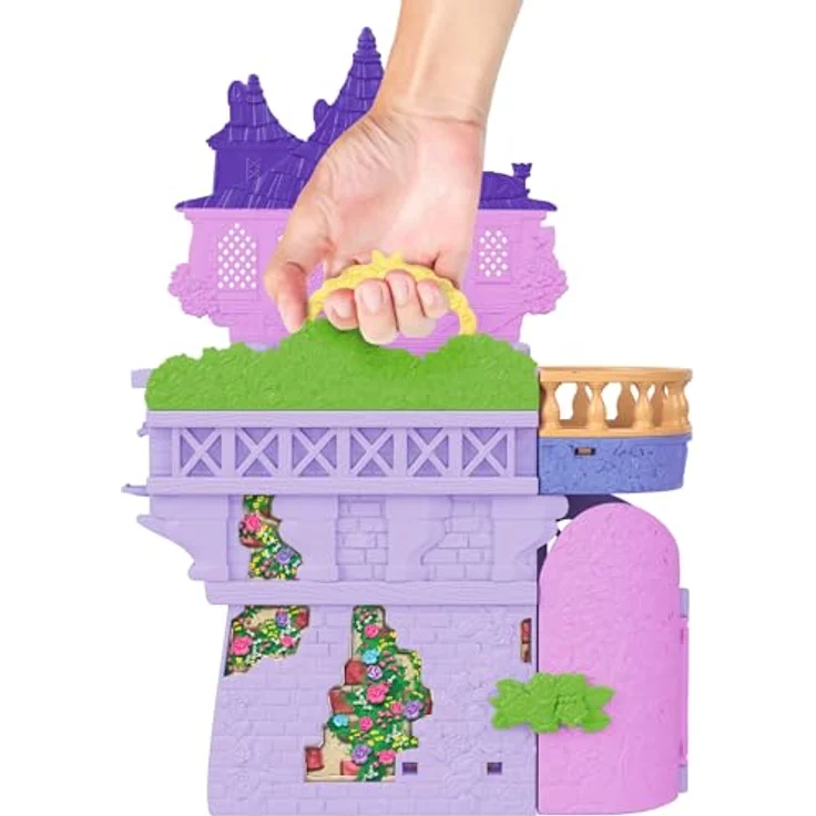 Mattel® Puppenhaus Disney Prinzessin Rapunzel Stacking Castle mit 9 cm Rapunzel-Puppe und Möbeln, tragbar – Bild 5
