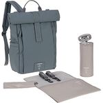 LÄSSIG Baby Wickelrucksack Wickeltasche Rolltop Backpack anthracite, nachhaltig produziert, 20 Liter Volumen