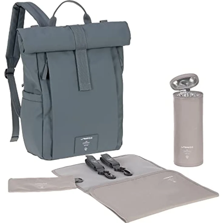LÄSSIG Baby Wickelrucksack Wickeltasche Rolltop Backpack anthracite, nachhaltig produziert, 20 Liter Volumen – Bild 1