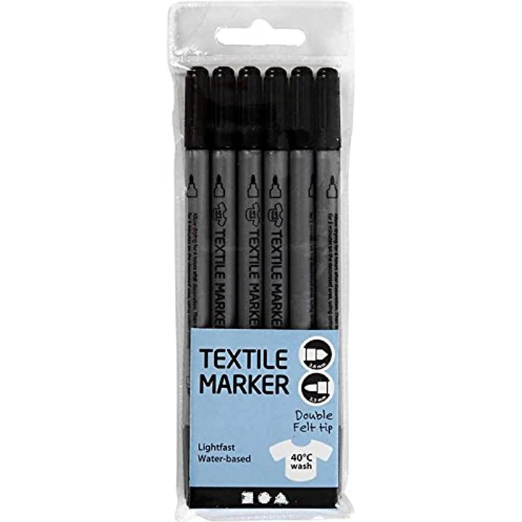 Marker für Stoff, Feder Breite: 2,3 + 3,6 mm, 6 Schwarz – Bild 4