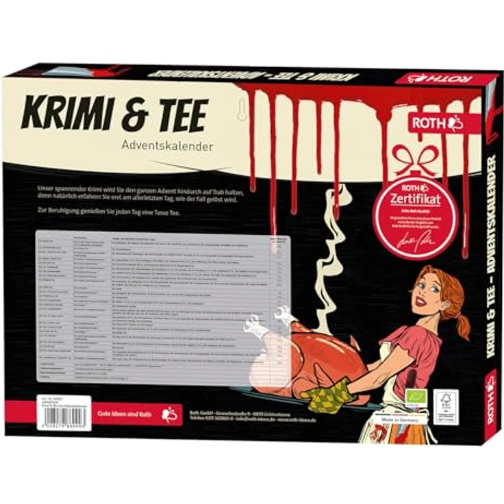 Roth Krimi & Bio-Tee Adventskalender - 24 Sorten Tee, inkl. Krimi, handgefertigt, 450x40x340mm – Bild 6