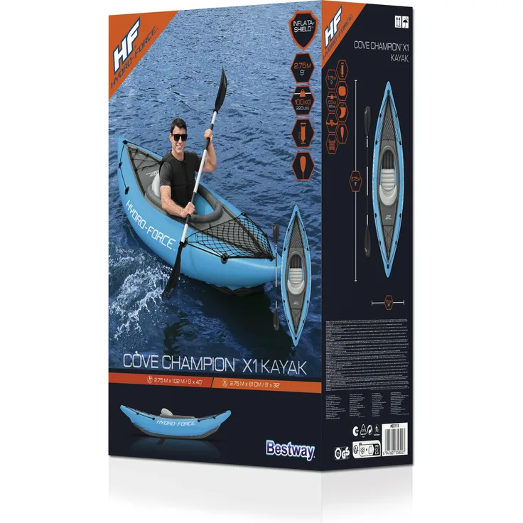 Bestway Schlauchboot (275 cm, 1 Pers.), Aufblasbares Boot in Blau/Grau