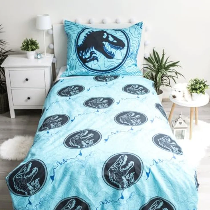 NoName Kinderbettwäsche, Jurassic World Bettwäsche mit Lichteffekt, 140x200 cm aus weicher Baumwolle mit Kissen 70x90 cm – Bild 4