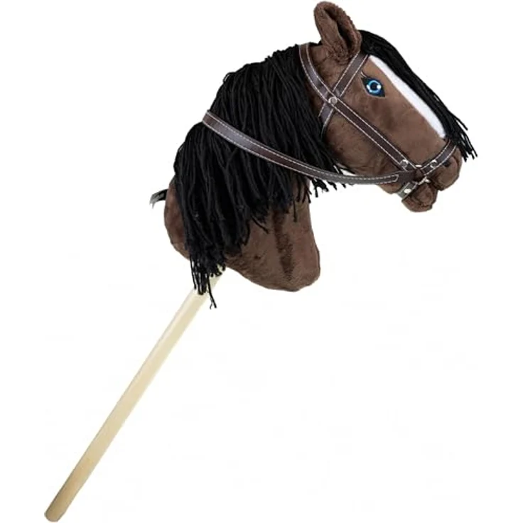 RL24 Hobby Horse Steckenpferd, Plüschspielpferd mit Trense und 40 cm Holzstock, braun – Bild 2