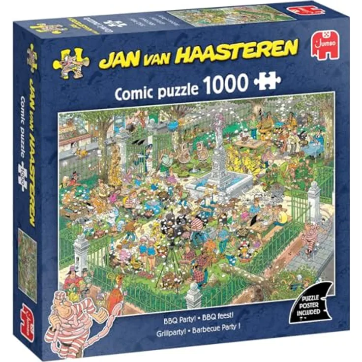 Jan van Haasteren BBQ Party!, 1000-teiliges Puzzle mit chaotischem Grill-Szenario und absurd witzigen Details