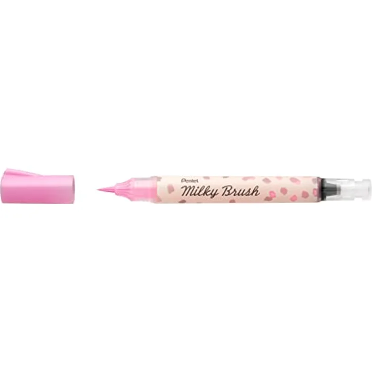 Pentel XGFH-PPX Milky Brush, Pinselstift enthält flüssige, matt trocknende Pastellfarbe, pastell-rosa, 1 Stück auf Blisterkarte