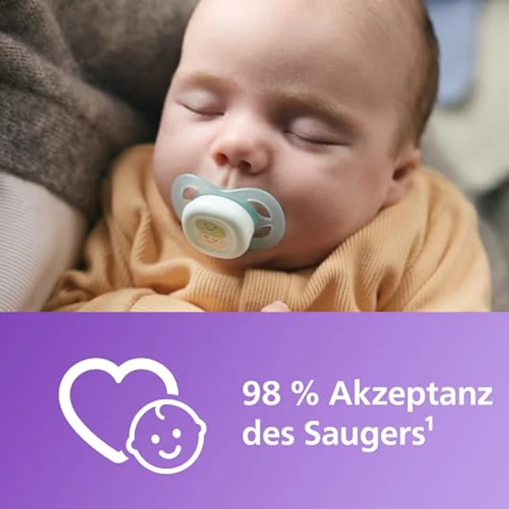 Philips AVENT Ultra Start Schnuller, kiefergerecht für Neugeborene, BPA-frei, mit Sterilisationsbehälter, Doppelpack, grün, blau, Modell SCF075/04 – Bild 3