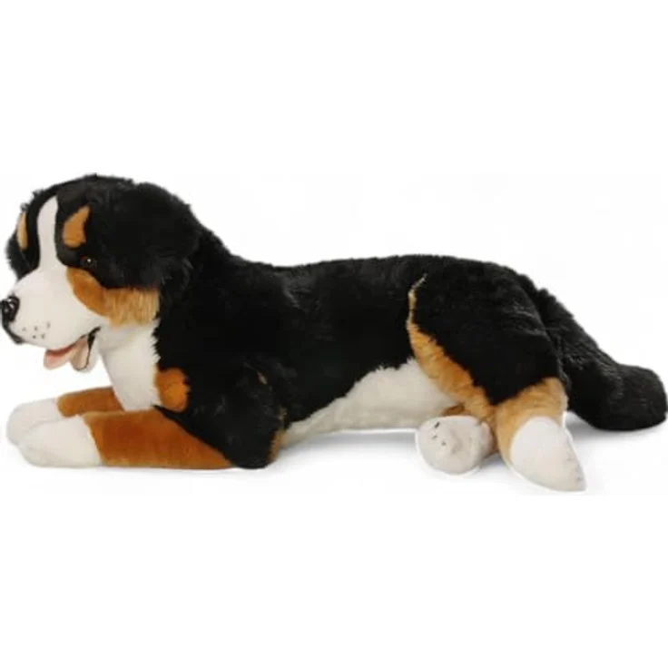 Carl Dick Berner Sennenhund liegend, Plüschtier ca. 60cm, schwarz/braun/weiß mit braunen Sicherheitsaugen – Bild 5