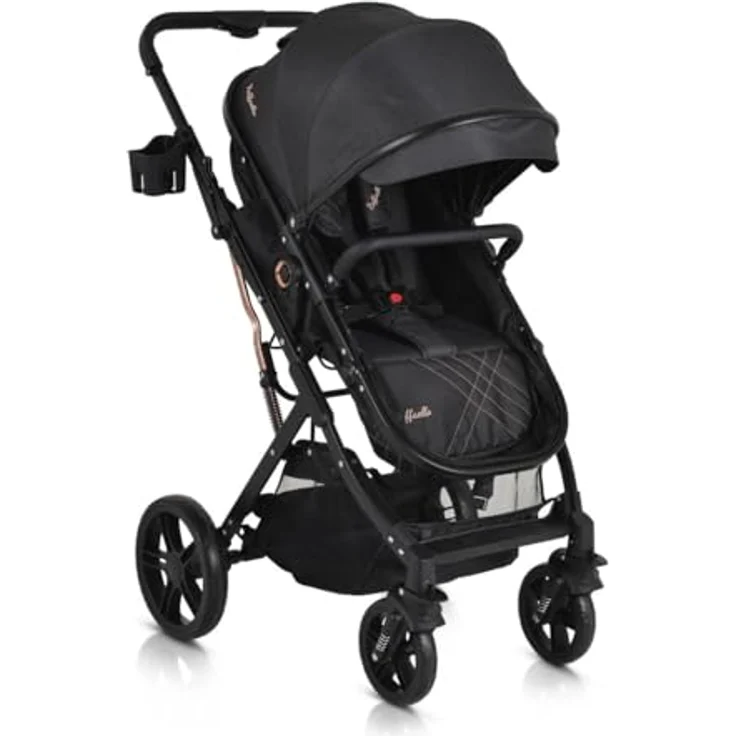 Moni Rafaello 2 in 1 Kombikinderwagen, Kinderwagen mit umbaubarer Tragetasche und Sportsitz, inklusive Fusssack und Moskitonetz, grau – Bild 3