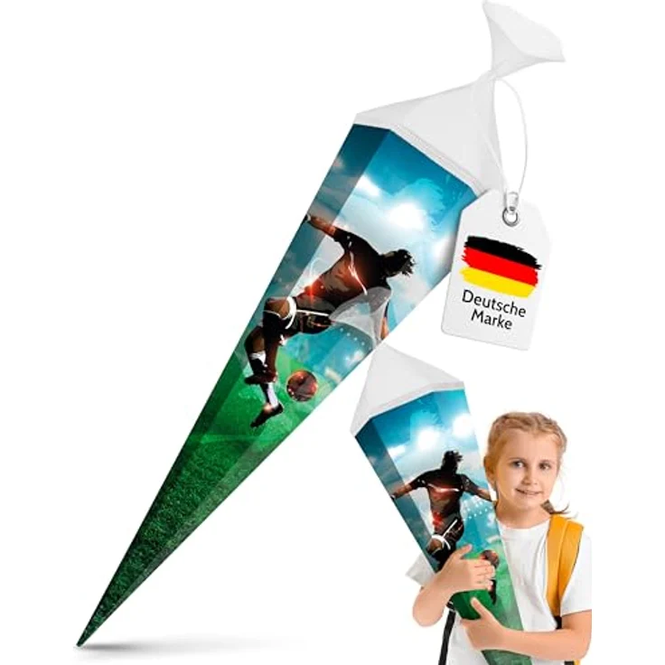 itenga Motiv Schultüte 85cm für Jungen, eckig mit Tüllverschluss, stabile Zuckertüte mit Dinosaurier, Traktor, Rennauto, Feuerwehr, Polizei und Fußball Designs – Bild 2