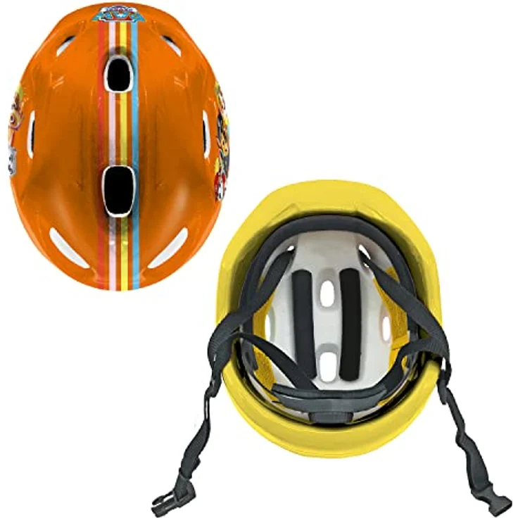 Mondo Toys Kinder Fahrradhelm Design Paw Patrol - 28327, Orange-Gelb, mit 8 Lufteinlässen und elastischen Bügeln – Bild 5