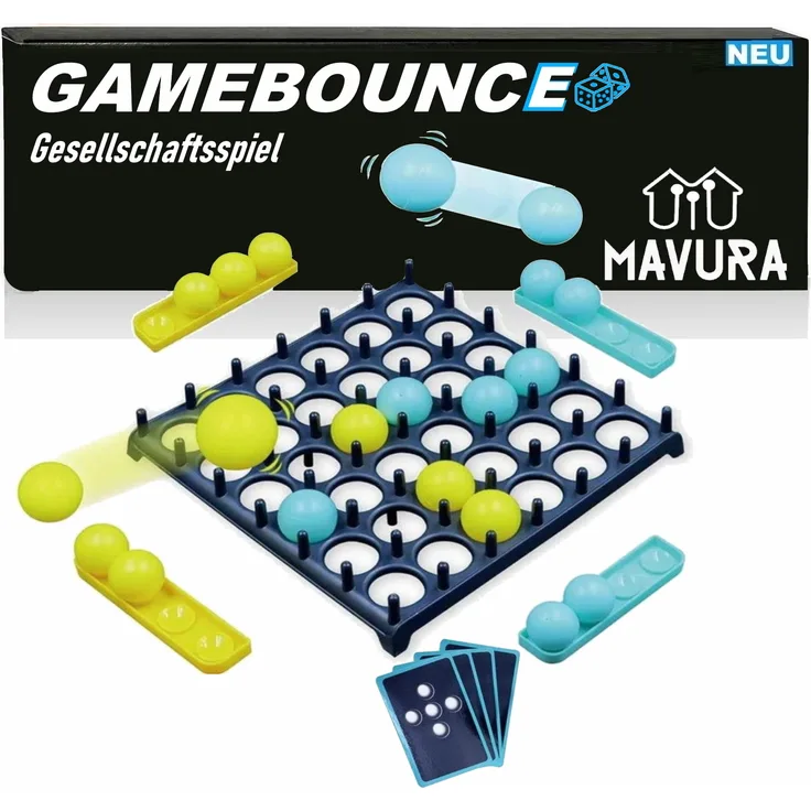 MAVURA GAMEBOUNCE Partyspiel Trinkspiel mit 2 Spielmöglichkeiten, für ab 3 Jahren, Material: ABS