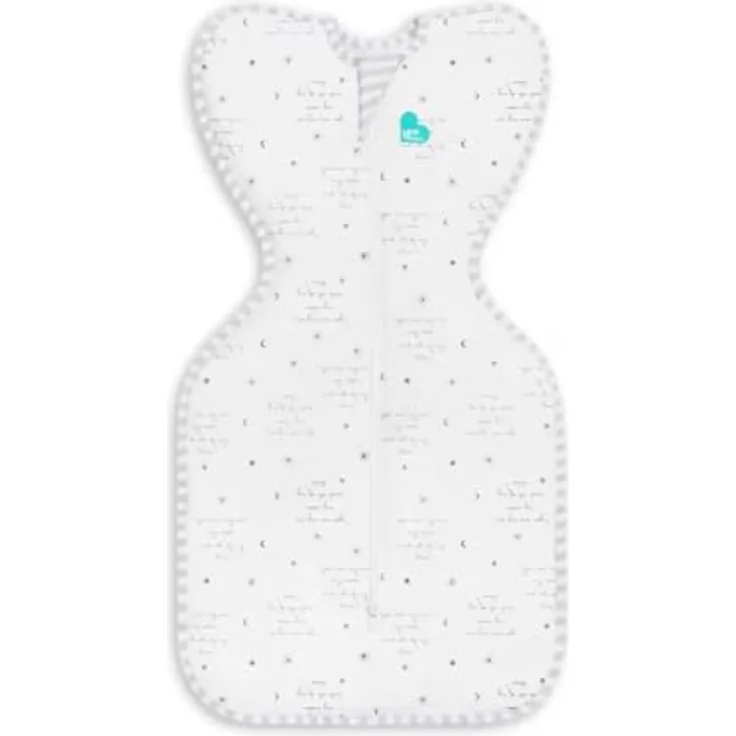 Love To Dream™ Swaddle UP™, Einschlagdecke für Babys, Enge Passform, 0,2 Tog für Frühling & Sommer (24–27°C), Baumwolle, Weiß, Größe Medium (6–8,5 kg)
