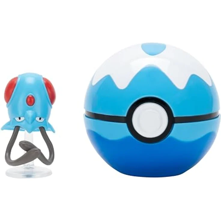 Jazwares Pokémon Clip n Go Tentacool Dive Ball, Sammelfigur mit 5 cm Figur für Pokémon-Trainer – Bild 1