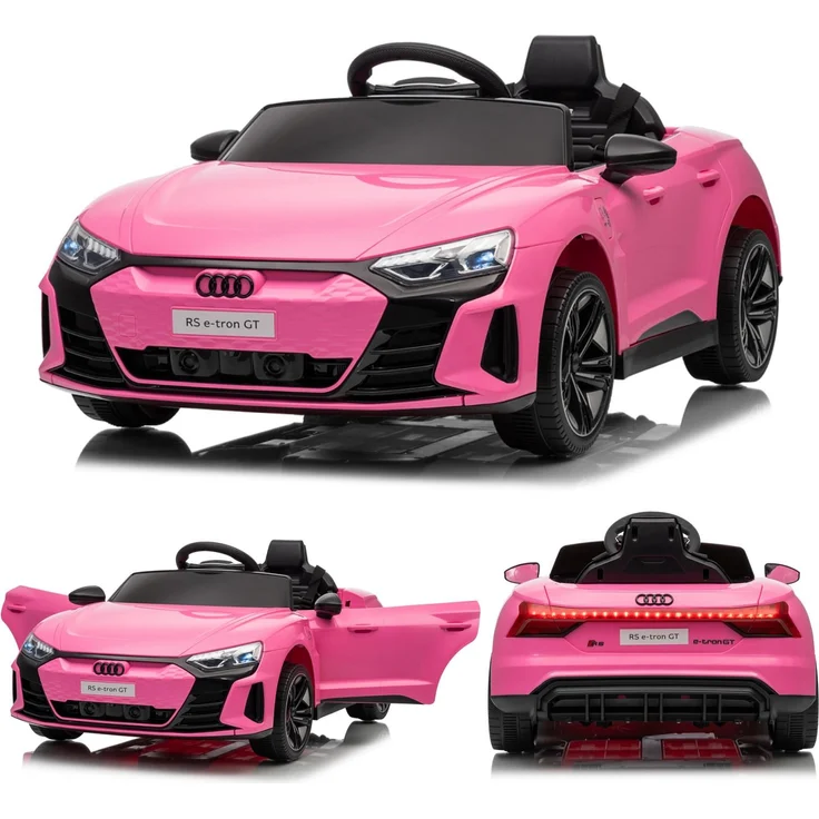 FCH Audi RS e-tron GT Kinderauto, 12V Elektroauto mit Musik, breitem Sitz, verstellbarem Sicherheitsgurt, rosa