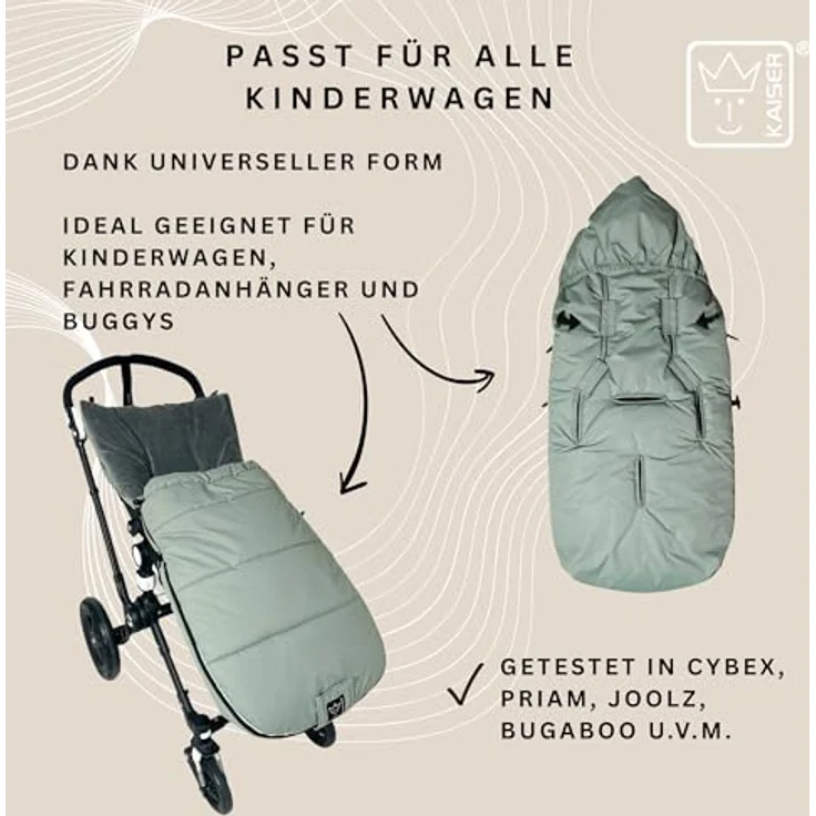 Kaiser Fußsack Akiko Thermo, Kinderwagenfußsack 100 x 45 cm, universal passend für alle Gurtsysteme, pflegeleicht bei 30 Grad – Bild 7