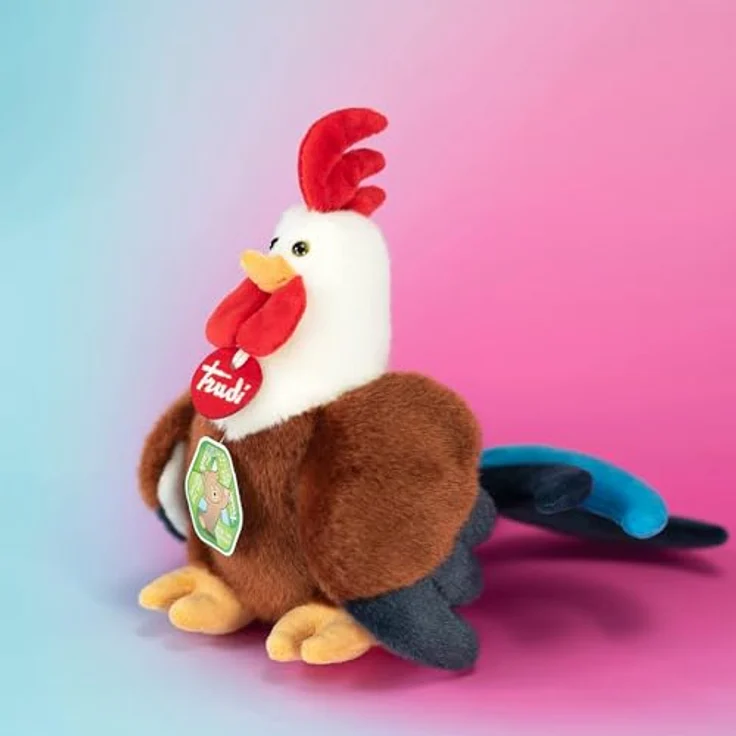 Trudi Gallo Oscar, Plüsch Hahn Mascotte aus hochwertigem Polyester, 16x24x25 cm, Größe S, für Kinder und Erwachsene, Geschenk zu Geburtstagen und Feiertagen, Modell 23565 – Bild 3