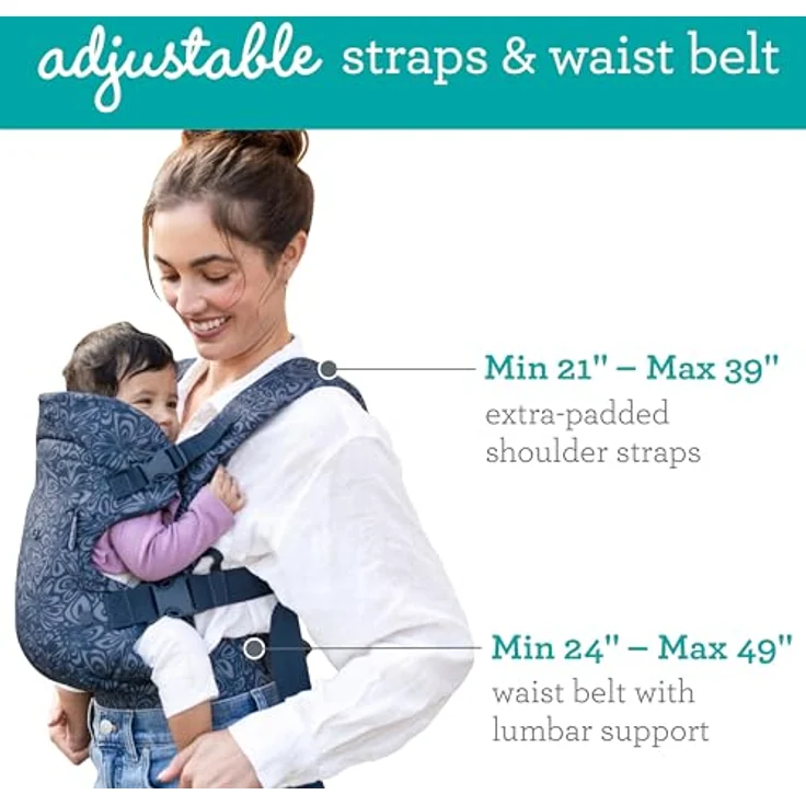 Infantino BKids Babytrage Flip Advanced - Navy Floral, 4-in-1 Trage ab Geburt (3,6 - 14,5 kg), ergonomisch und pflegeleicht – Bild 3