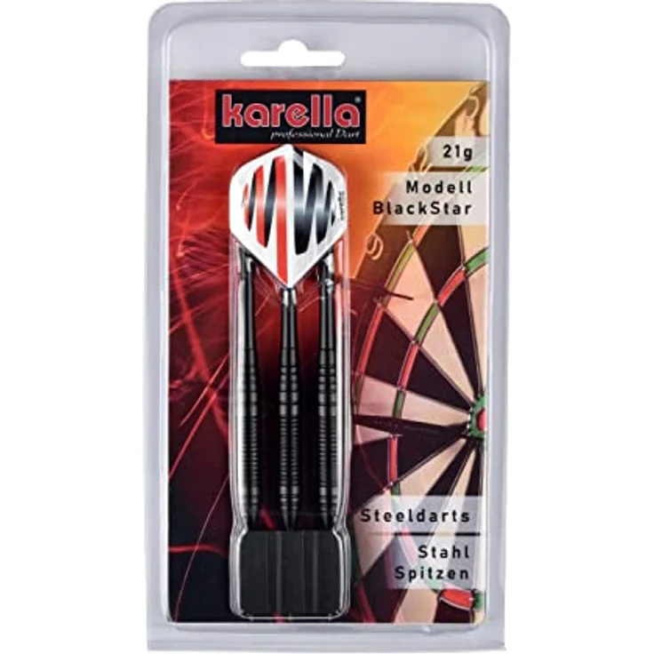Karella Steeldart Blackstar 21 g, Dartpfeile aus Messing mit Nylonschaft und 100 Mic. Flights – Bild 3