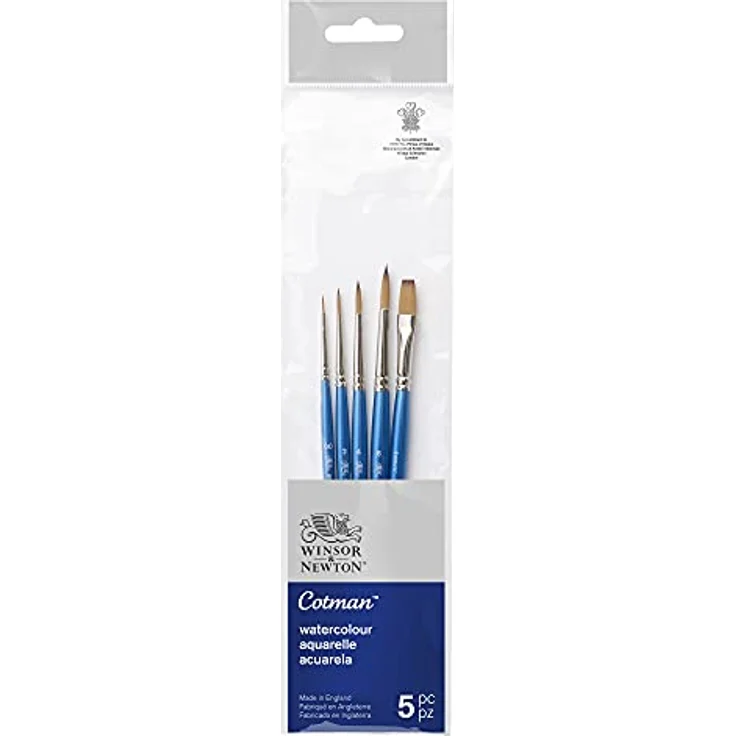 Winsor & Newton 5390609 Cotman Aquarell Synthetikhaar 5 Pinsel im Set - 4 Rundpinsel Nr. 00, 2, 4, 6 1 Ein-Strichpinsel 6mm – Bild 2