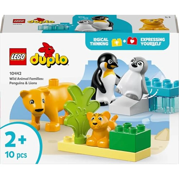 LEGO DUPLO 10442, Wildtierfamilien Pinguine und Löwen, 10-teiliges Lernspielzeug für Kleinkinder ab 2 Jahren, Maße: 22cm x 13cm x 7cm – Bild 7