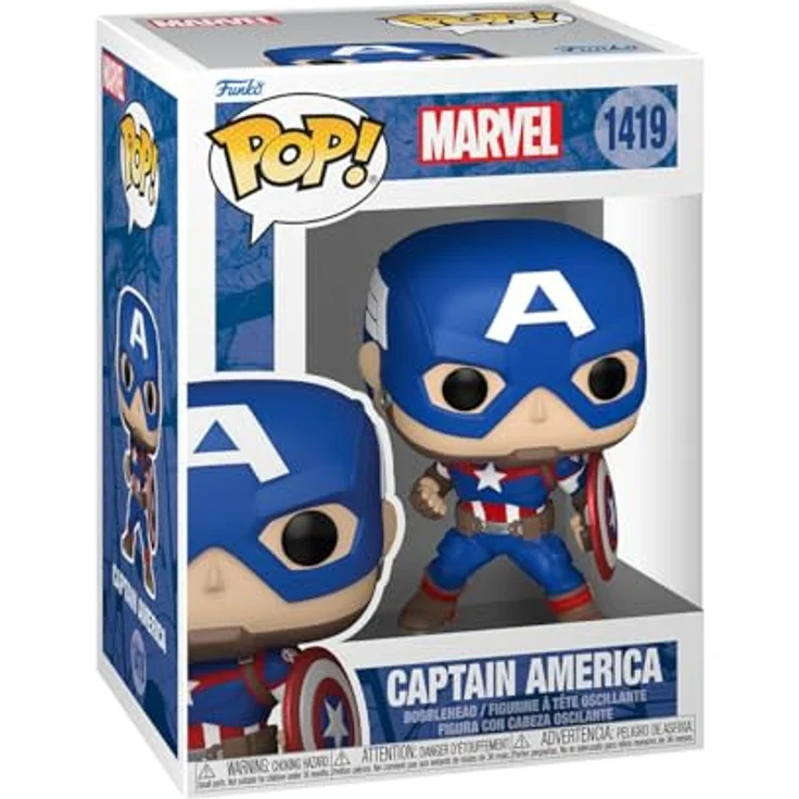 Funko Pop! Marvel: Captain America Vinyl-Sammelfigur, 9,5 cm, Premium Vinyl, Geschenkidee für Marvel Comics Fans – Bild 1