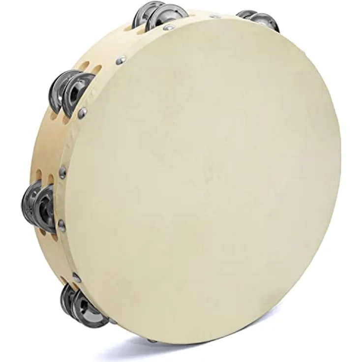 Tiger TAM98-10 Tambourin mit Naturfell - 10" - Doppel-Reihe