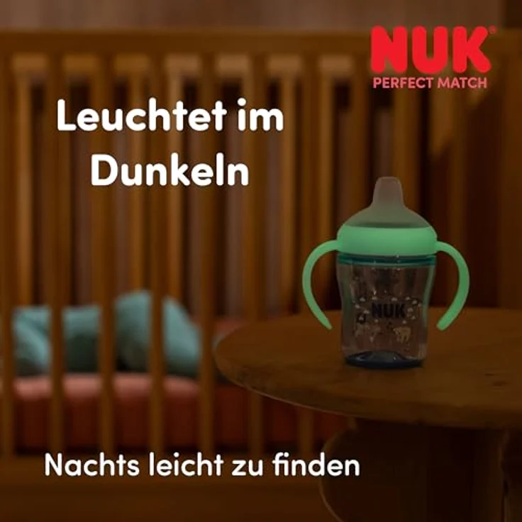 Nuk PP-Trinklernflasche Perfect Match, 150 ml mit Silikon-Tülle, Koala, ergonomische Griffe, auslaufsicher und nachts leuchtend – Bild 8