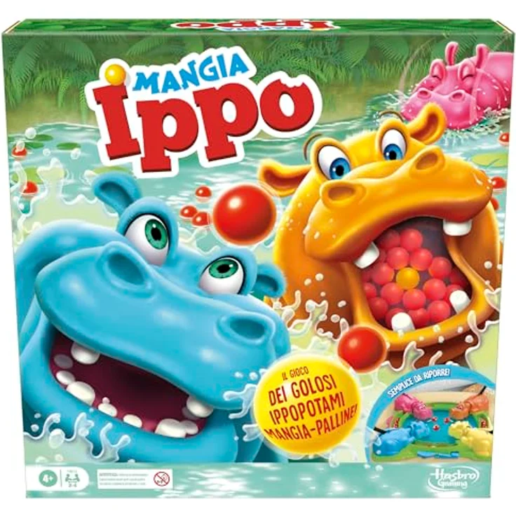 Hasbro Gaming Ippo isst, Brettspiel für Vorschulkinder, mit sofortigem Murmelladen, einfacher Aufbewahrung (bunt) – Bild 1