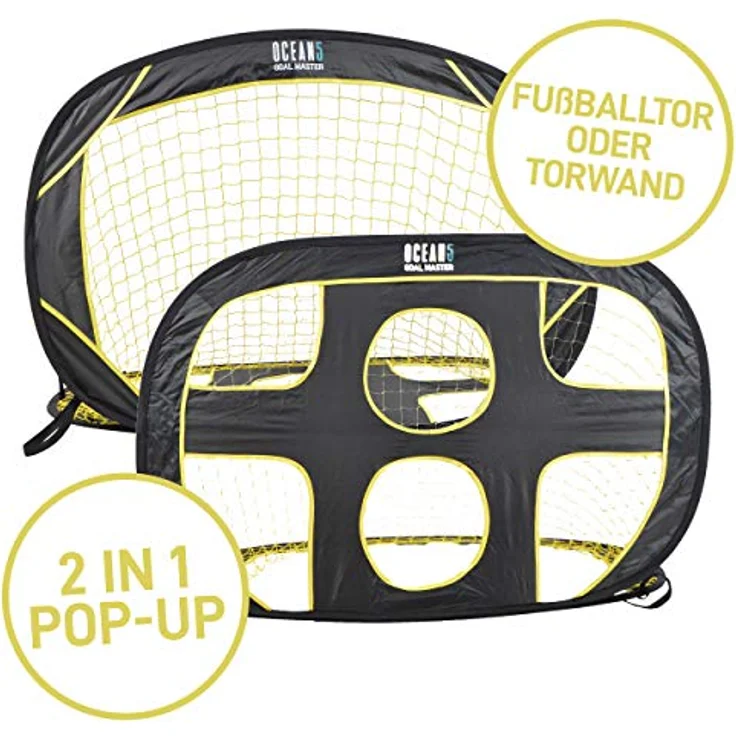 Ocean 5 klappbares Fußballtor Goal Master | 2 in 1 Fussballtor für Garten und Spielplatz | Pop-Up-Tor, Faltbare Torwand, Indoor & Outdoor | geniales Fussballtor Kinder auch für Jugendliche – Bild 2