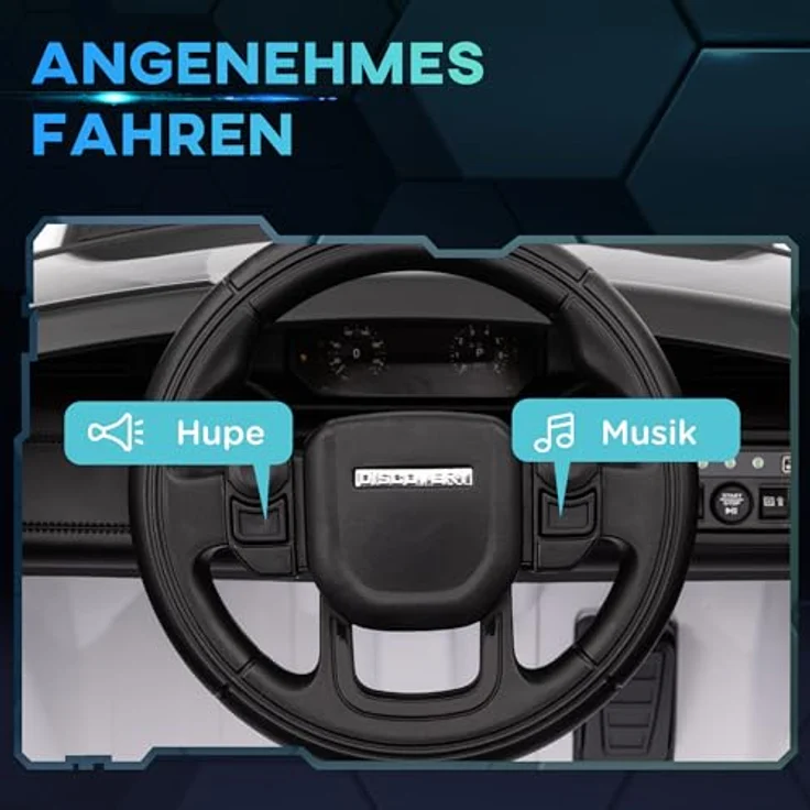 AIYAPLAY Kinder Elektroauto 12V Land Rover Discovery Sport Kinderauto mit 2,4G Fernbedienung, Musik, Hupe, LED-Lichtern, Weiß – Bild 4