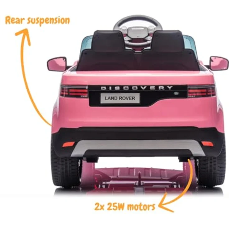 Land Rover Discovery Kinder Elektroauto 12V, mit Fernbedienung, für 1-6 Jahre, rosa, MP3-Player, LED-Scheinwerfer, Sicherheitsgurte – Bild 3