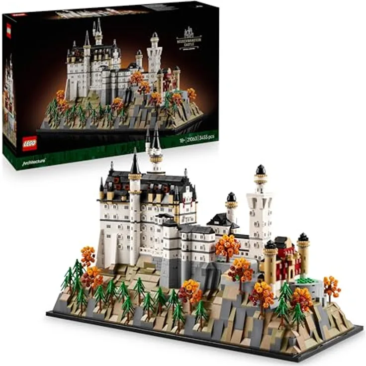 LEGO Architecture Schloss Neuschwanstein 21063, Kreatives Bastelset mit 3.455 Teilen, Modellbau und Dekoration für Erwachsene