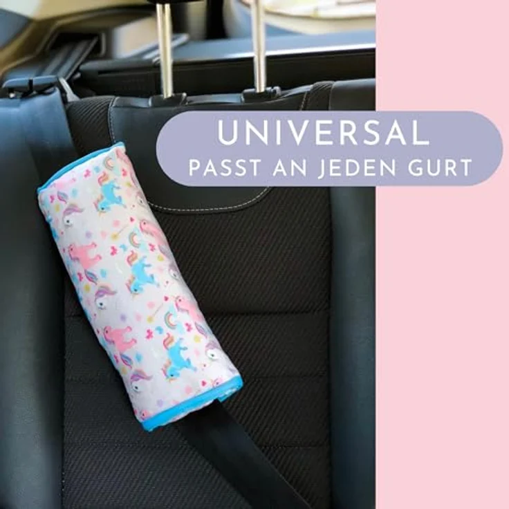 HECKBO Gurtkissen und Gurtschoner Einhorn, komfortable Autokindersitz-Zubehör mit buntem Design und einfacher Reinigung – Bild 2