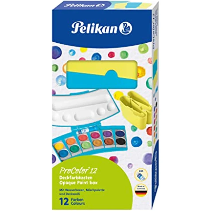 Pelikan Farbkasten ProColor®, Türkis/Neongelb, 12 Farben mit Deckweiß und herausnehmbarer Mischpalette – Bild 5