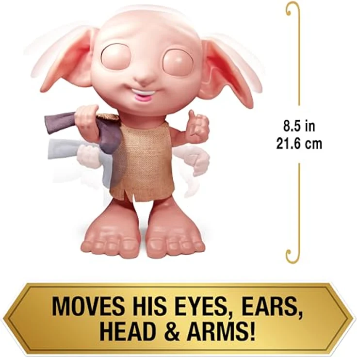 Spin Master 6067280 Wizarding World Harry Potter, interaktive Magical Dobby Elfenpuppe mit Socke, über 30 Geräusche und Sätze, 21,6cm, Spielzeug für Kinder – Bild 5