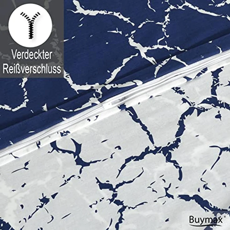 Buymax® Bettwäsche 155x220 cm, 4-teiliges Set aus 100% Baumwolle mit 2 Kissenbezügen 80x80 cm, ÖKO-TEX zertifiziert, Renforcé mit Reißverschluss, moderne Muster und pflegeleicht – Bild 4